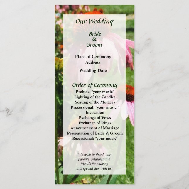 Konferenser i programmet Garden Wedding Program (Framsida)