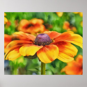 Konferera Bright Wildblommor Watercolor Stil Art Poster