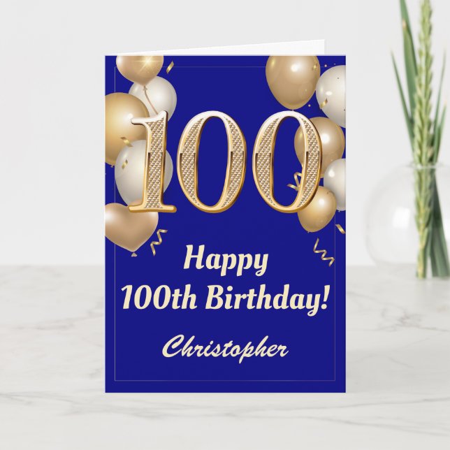 Konfetti 100:e födelsedagstidningen Blåblå Guld-ba Kort (Framsida)