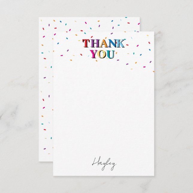 Konfetti Anpassat namn för Grattis på födelsedagen Tack Kort (Fram/baksida)