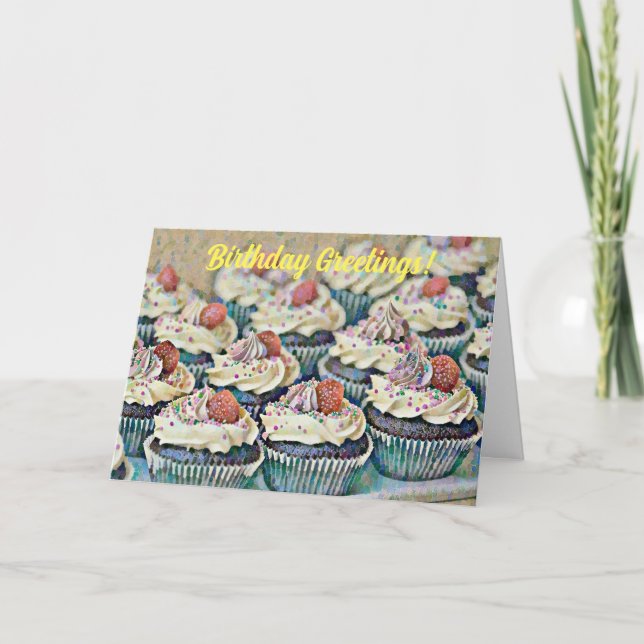 Konfetti Art-Muffinsar, födelsedagskort Kort (Framsida)