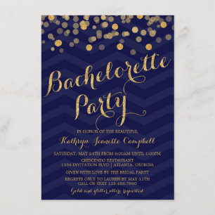Konfetti Bachelorette-partiet Guld Glitter Inbjudningar