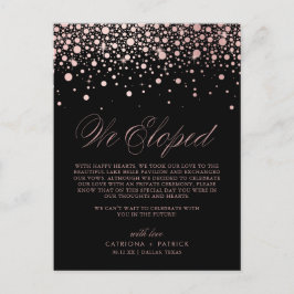 Konfetti Black Bröllop Elopement ro Meddelande Vykort