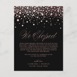 Konfetti Black Bröllop Elopement ro Meddelande Vykort