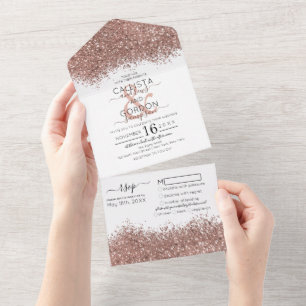 Konfetti Bröllop i Luxury Ro Guld White Glitter