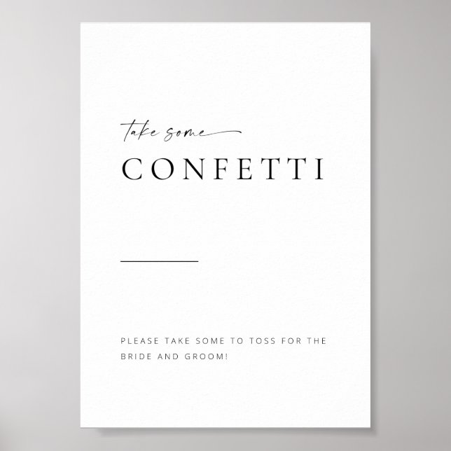 Konfetti Bröllop-tecken för modernt, minimalistisk Poster (Framsidan)