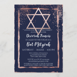 Konfetti Brushstroke Bat mitzvah Ro Guld Inbjudningar