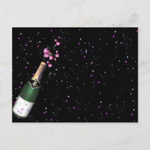 Konfetti, Champagne Flaska och Bubbelvykort Vykort