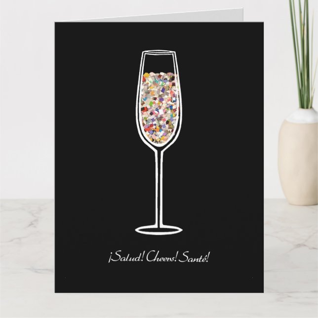 Konfetti Champagne Glass Firande-kort Kort (Framsida)