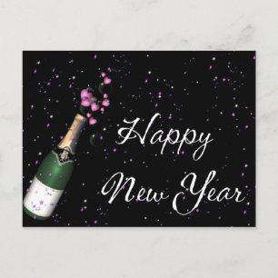 Konfetti, Champagneflaska Gott Nytt År Postkort Helg Vykort