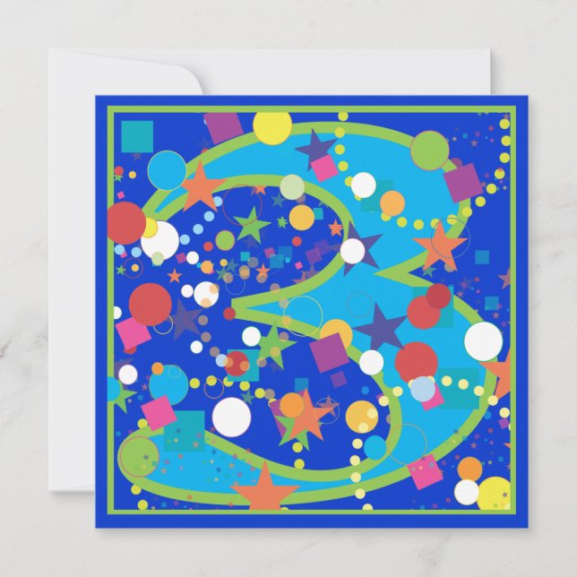 Konfetti Circus 3:e födelsedagspartiets inbjudan (Framsida)