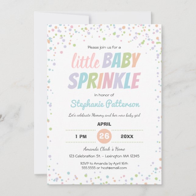 Konfetti Colorful Cute Little Baby Sprinkle Shower Inbjudningar (Framsida)