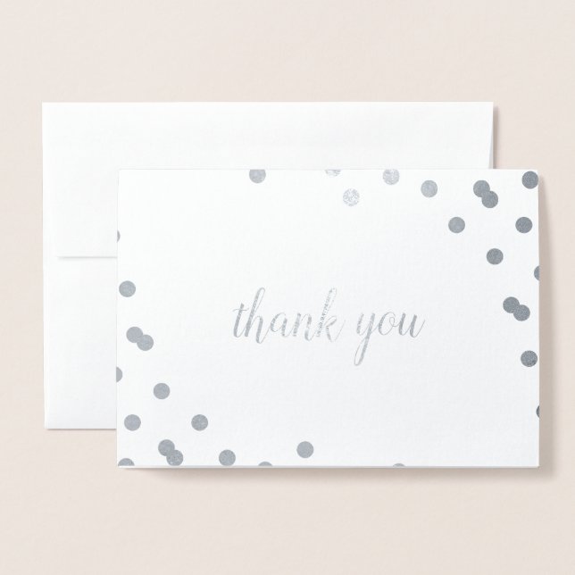 Konfetti Dot Silver Foil Blank - tackkort Folierat Kort (Framsida med kuvert)