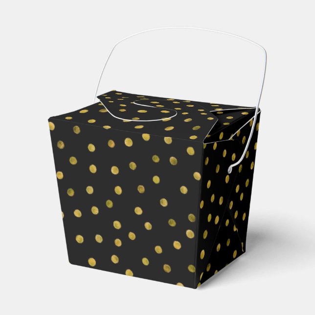 Konfetti elegant, svart- och guldfärgade presentaskar (Framsidan Sidan)