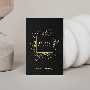 Konfetti Faux Guld på modern svart Visitkort