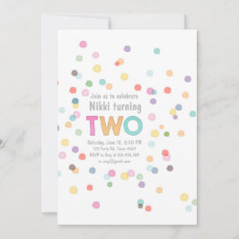 Konfetti födelsedag TWO Art Party Inbjudningar