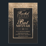 Konfetti foto för svart Ro-Guld-Glitter, Bat mitzv Inbjudningar<br><div class="desc">Denna formella Bat mitzvah fotoinbjudan inspireras av den moderna paletten och trendiget färg som är utrustad med chic och glamorös designstruktur. Det är elegant och söt visningar för tryckt glatt guld-gradient konfetti med en guld-gräns till ram, ovanpå en vanlig svart bakgrund. Det inkluderar även gästen för hederets fotografi som lägger...</div>