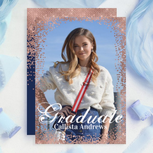Konfetti foto-Studenten i Guld vid Ro Glitter Inbjudningar (Skapare uppladdad)