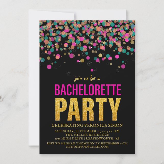 Konfetti Glitter Bachelorette-partiets inbjudan (Framsida)