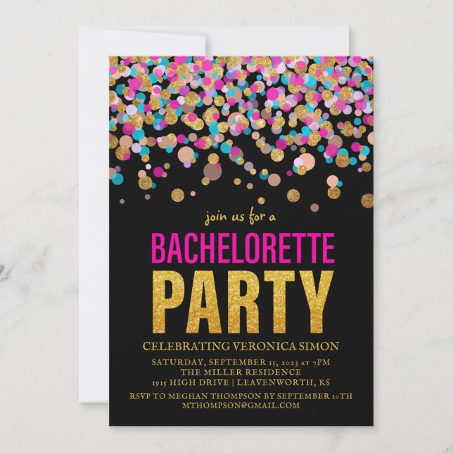 Konfetti Glitter Bachelorette-partiets inbjudan (Framsida)