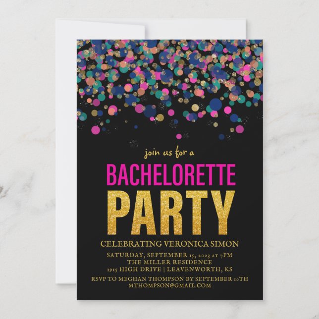 Konfetti Glitter Bachelorette-partiets inbjudan (Framsida)