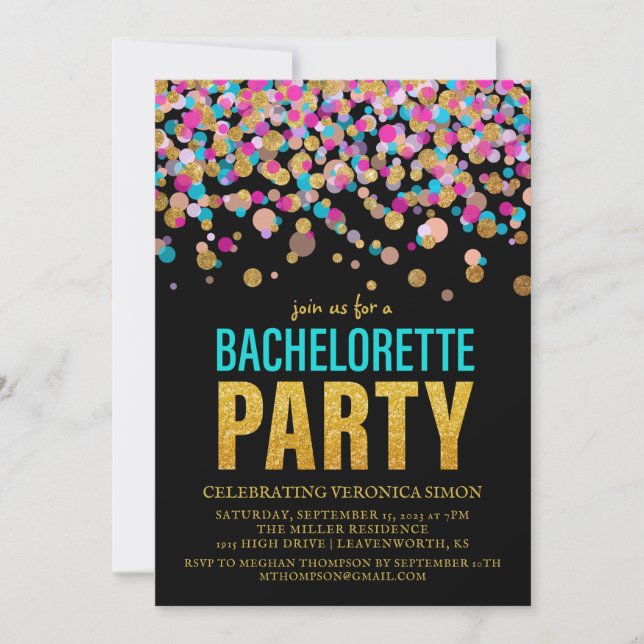 Konfetti Glitter Bachelorette-partiets inbjudan (Framsida)