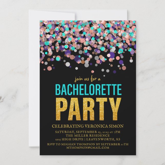 Konfetti Glitter Bachelorette-partiets inbjudan (Framsida)