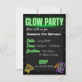 Konfetti Glow Party Barns födelsedag-partiinbjudan Inbjudningar