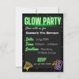 Konfetti Glow Party Barns födelsedag-partiinbjudan Inbjudningar