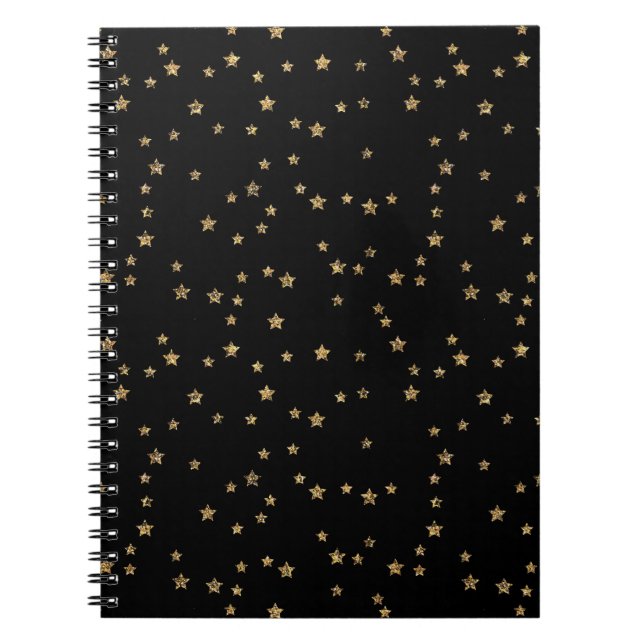 Konfetti golden stars glitter elegant shine Black Anteckningsbok (Framsidan)