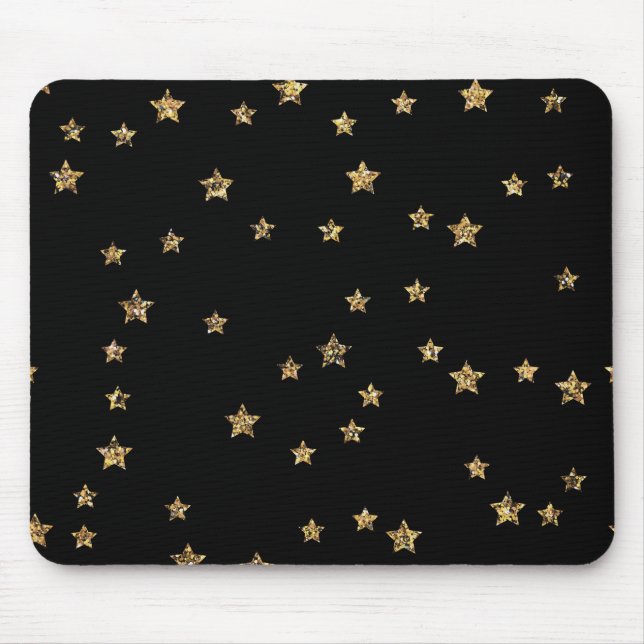 Konfetti golden stars glitter elegant shine Black Musmatta (Framsidan)
