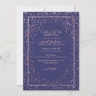 Konfetti Gräns, sötat Ro,, Guld, Glitter 16 Inbjudningar