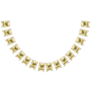 Konfetti Guld - 50:e Bröllop-årsbanderollen Vimplar