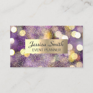 Konfetti Guld Brushed Metallic Bokeh Visitkort