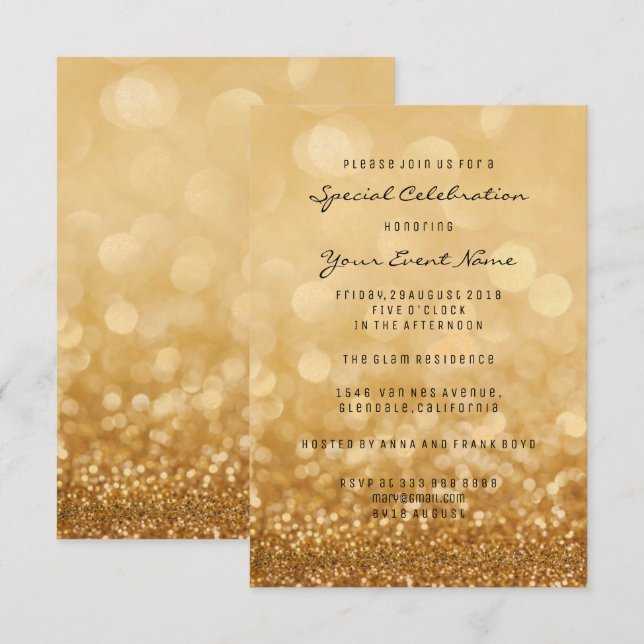 Konfetti Guld Glam Glitter Silver, minsta formalit Inbjudningar (Fram/baksida)