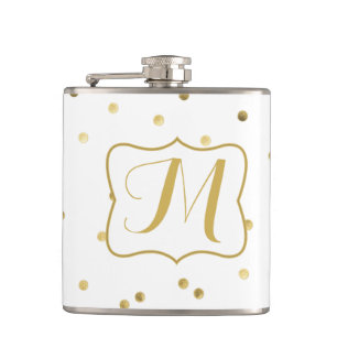 Konfetti guld Glitter Dot Monogram Whiskey-kolv Fickplunta