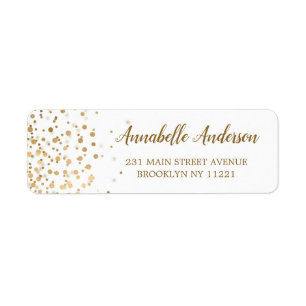 Konfetti Guld Glitter i med enkel modern Elegant Returadress Etikett