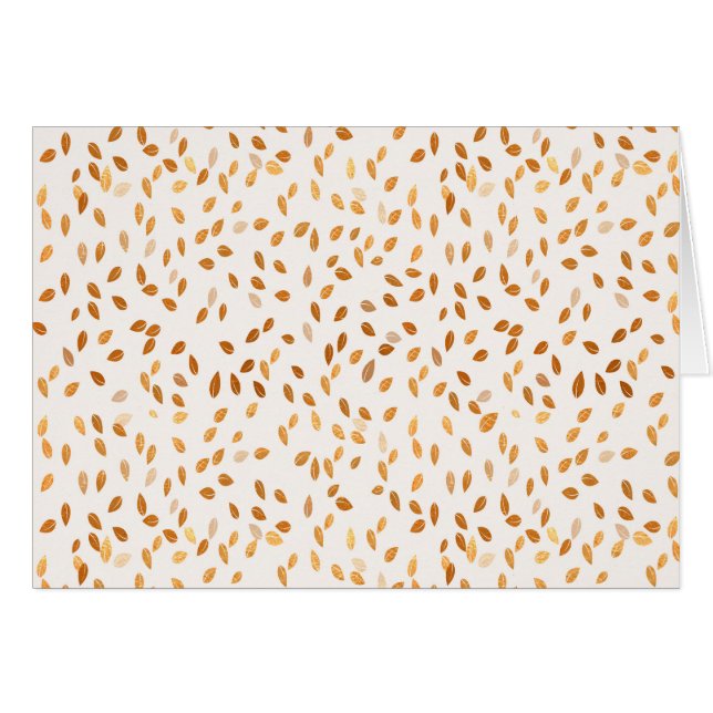 Konfetti guld Löv på Rosa - bakgrund Hälsningskort (Framsidan Horizontal)