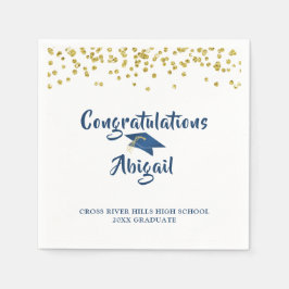 Konfetti Guld-penselskript för Studenten Blue Pappersservett