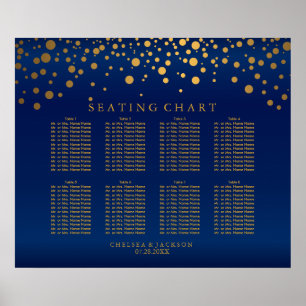Konfetti Guld-punkter och flottans blå platta-diag Poster