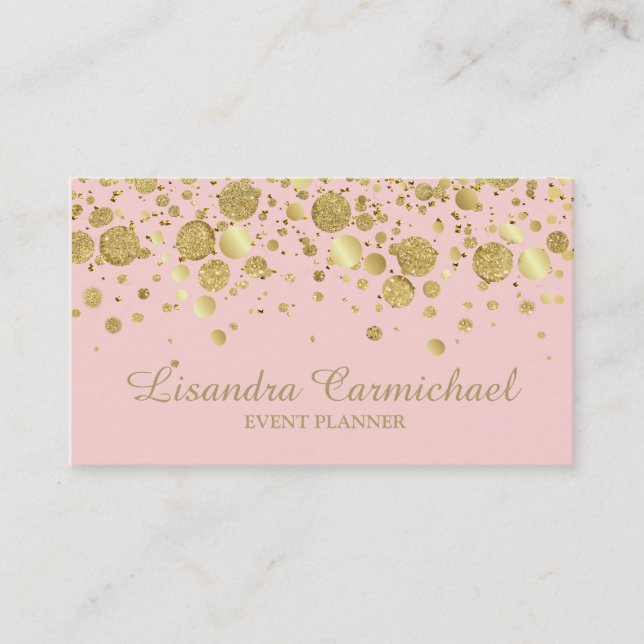 Konfetti guldfetter på Affärskortet Rosa Visitkort (Framsida)