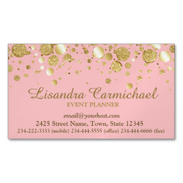 Konfetti guldfetter på Rosa Magnetiskt Affärskort Visitkortmagnet