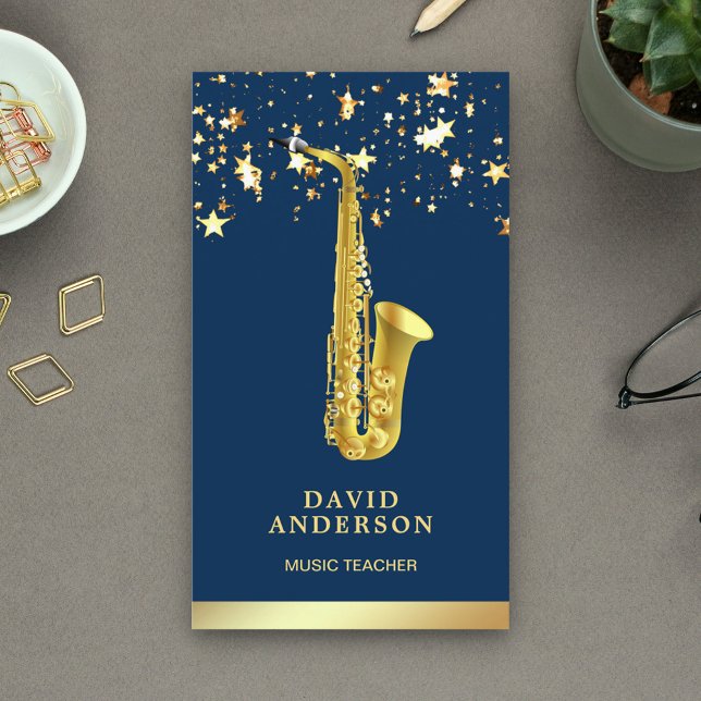 Konfetti gulfetter Elegant Saxofon Saxofonist Visitkort (Skapare uppladdad)