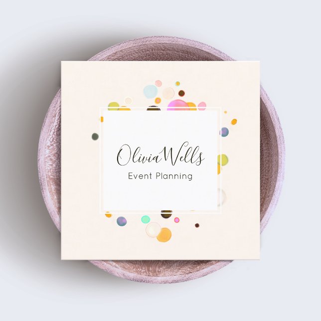 Konfetti händelseplanering fyrkantigt visitkort (Skapare uppladdad)