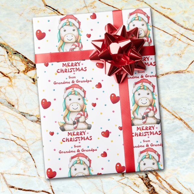Konfetti Hjärtat Enhörning Barnbarn Jul Presentpapper (Skapare uppladdad)