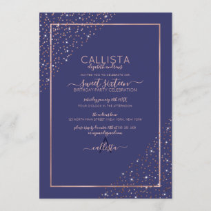 Konfetti hörn i Ro Guld, tjockt Glitter, sötat 16 Inbjudningar