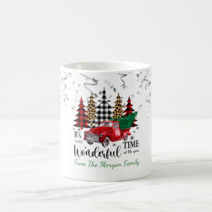 Konfetti,Jul Röd Lastbil Tall Träd Snö Kaffemugg