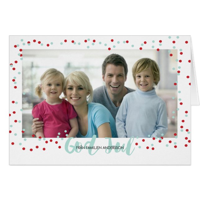 Konfetti julhäls hälsningskort (Framsidan Horizontal)