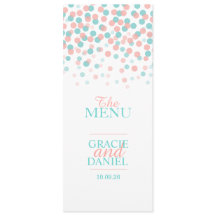 Konfetti koral orange-menyn grönt bröllop