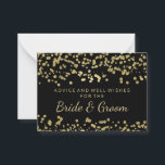 Konfetti med gulfettutseende för bröllop rådkort<br><div class="desc">Elegant möhippa/möhippa Bröllop Advice Card för bruden och brudgummen med glamorös gulfettkonfetti (inte en riktig folie) och anpassningsbar text.</div>